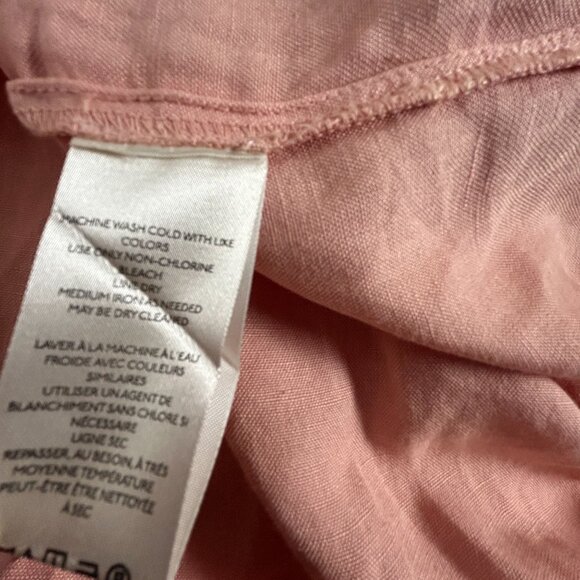 Pilcro Women Pink Linen Blend Long Sleeve Button-Up Ruffle Trim Shirt Large NOWT - Picture 4 of 8